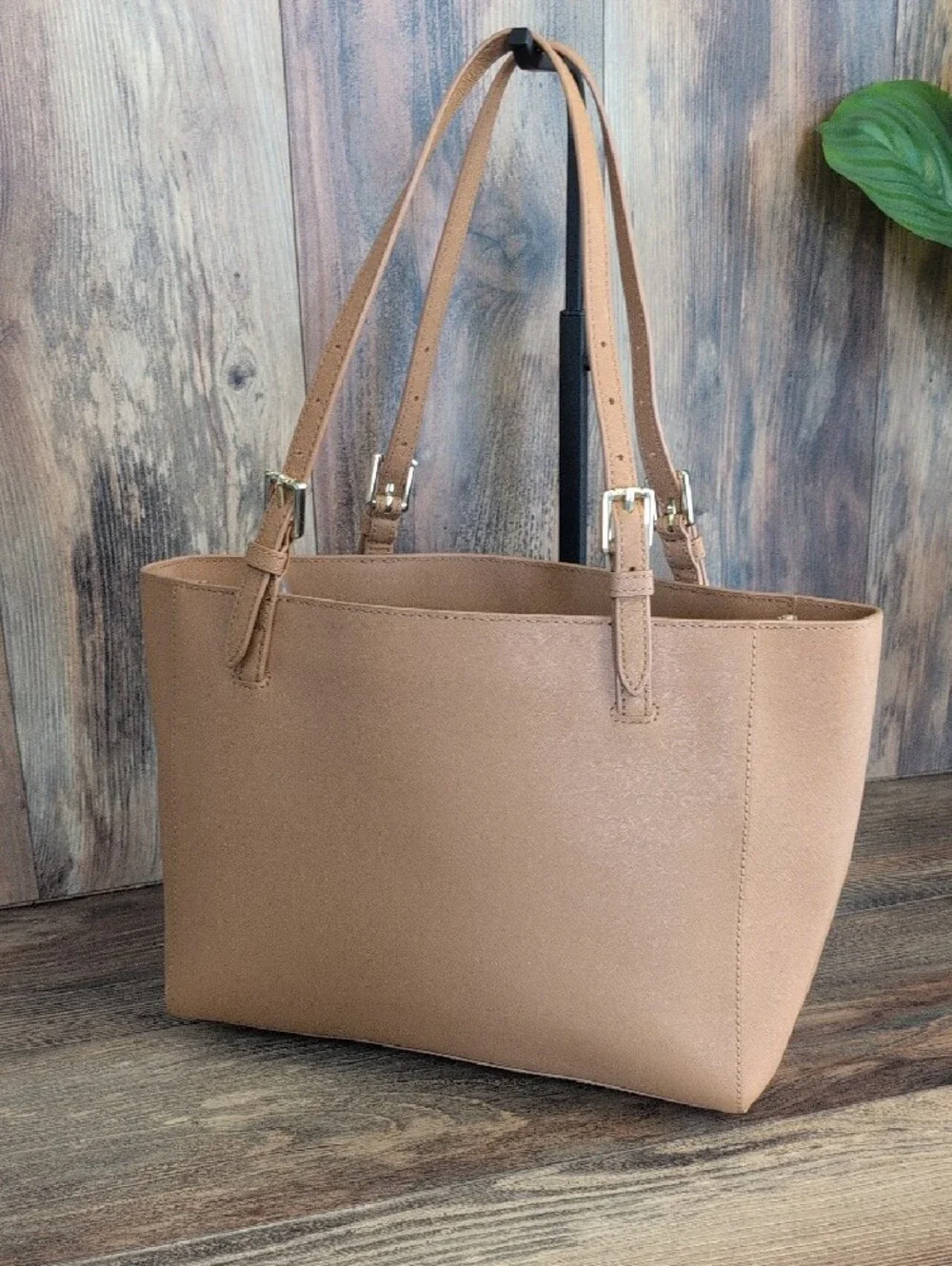 Tory Burch Camel Tan York Saffiano Cognac Leather Tote Shoulder Bag    M412